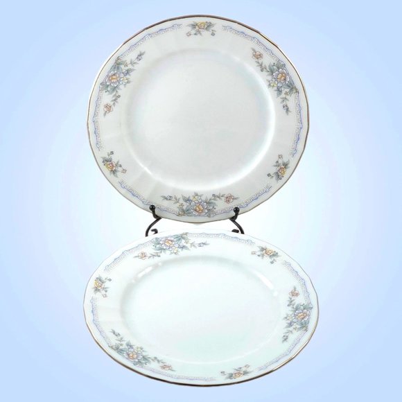 Vintage Noritake Bread Butter Plate 2 Set Smithfield Floral Japan Fluted 80s 7" - Picture 1 of 3